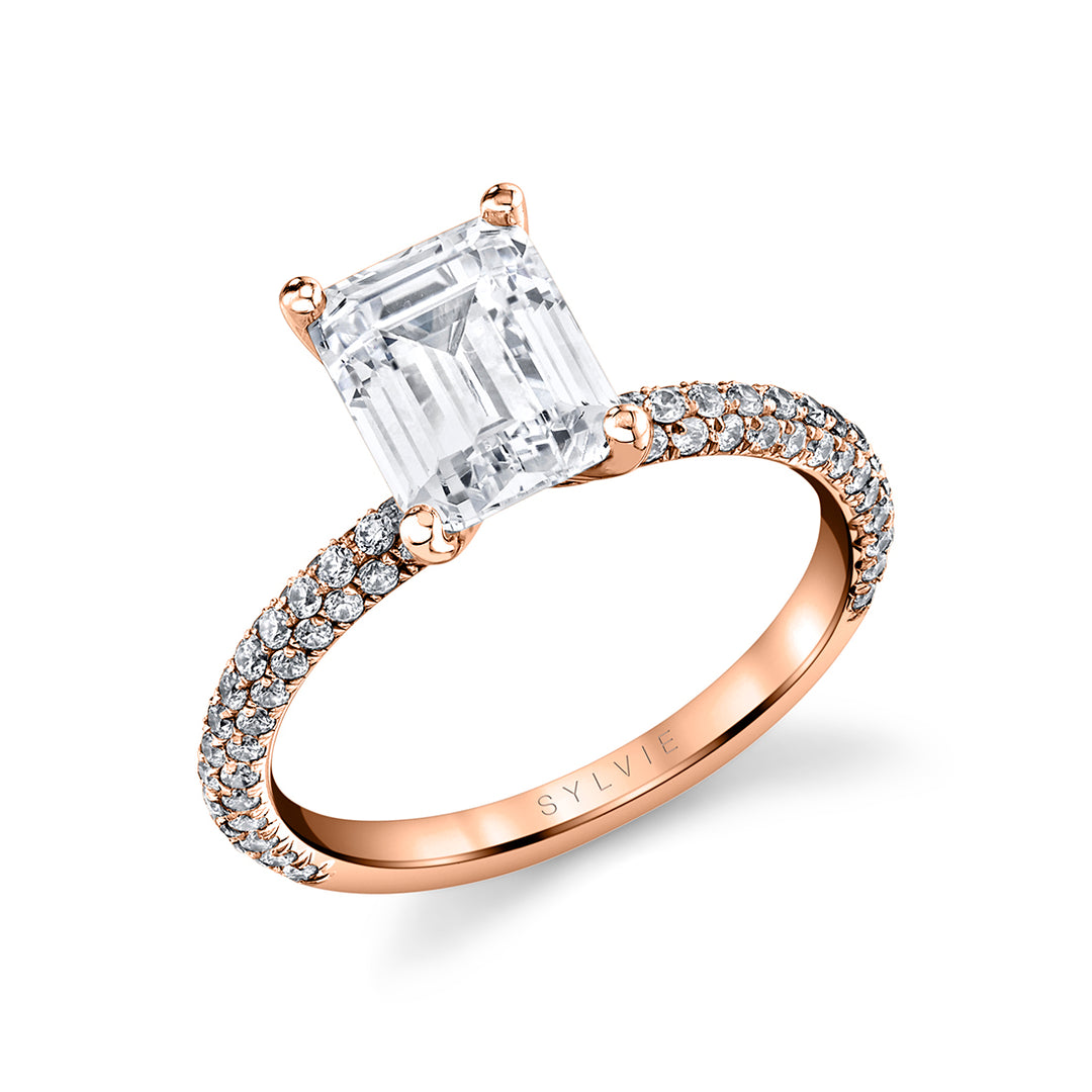 Emerald Cut Classic Pave Engagement Ring - Braylin