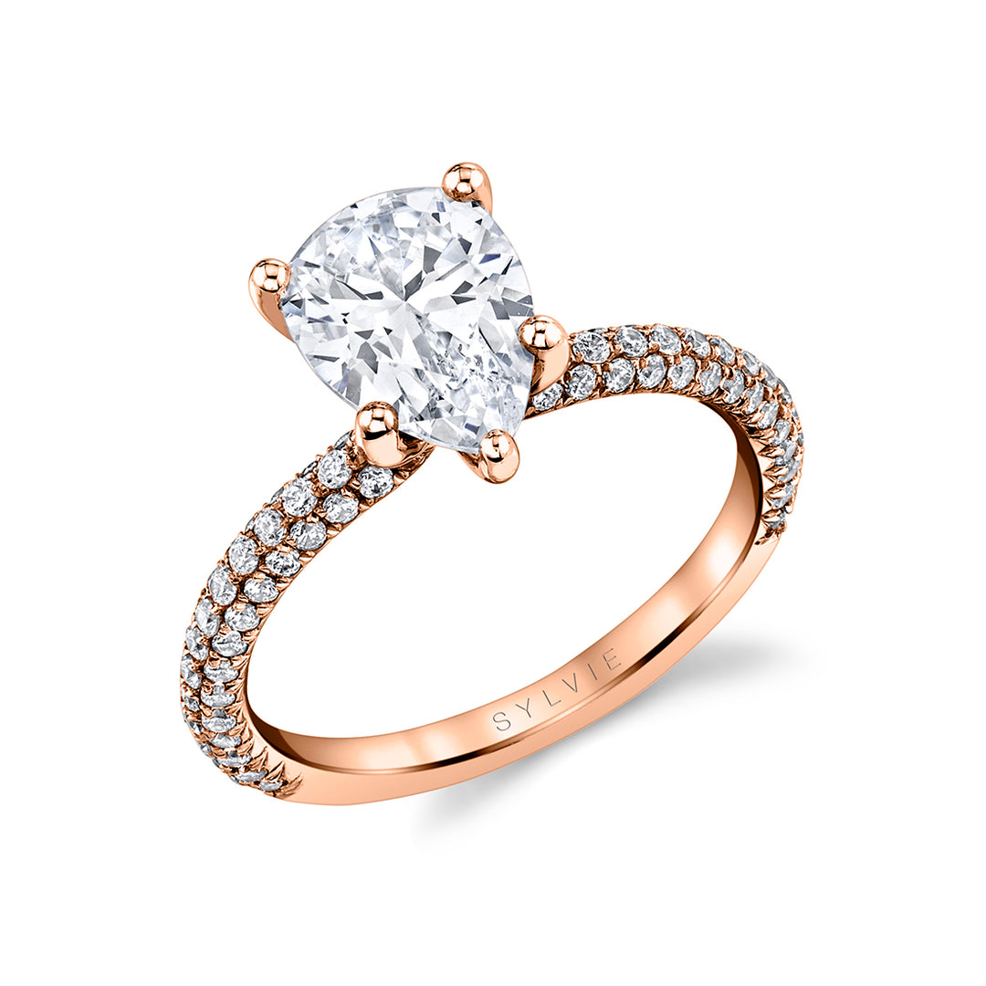 Pear Shaped Classic Pave Engagement Ring - Braylin