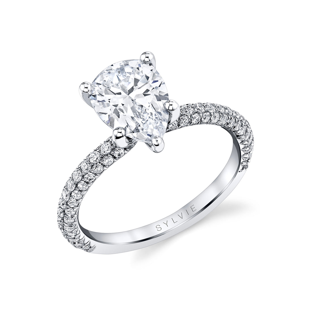 Pear Shaped Classic Pave Engagement Ring - Braylin