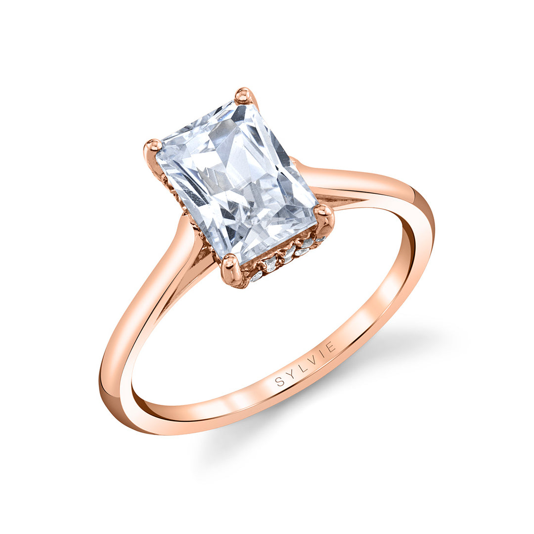 Radiant Cut Solitaire Hidden Halo Engagement Ring - Carter