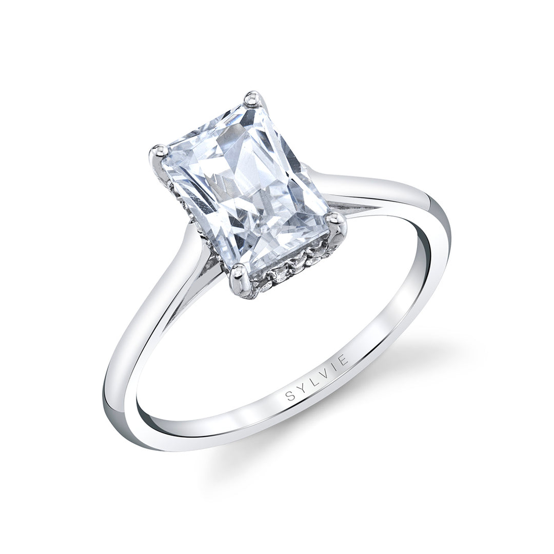 Radiant Cut Solitaire Hidden Halo Engagement Ring - Carter