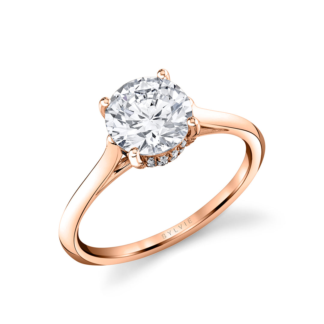 Round Cut Solitaire Hidden Halo Engagement Ring - Carter