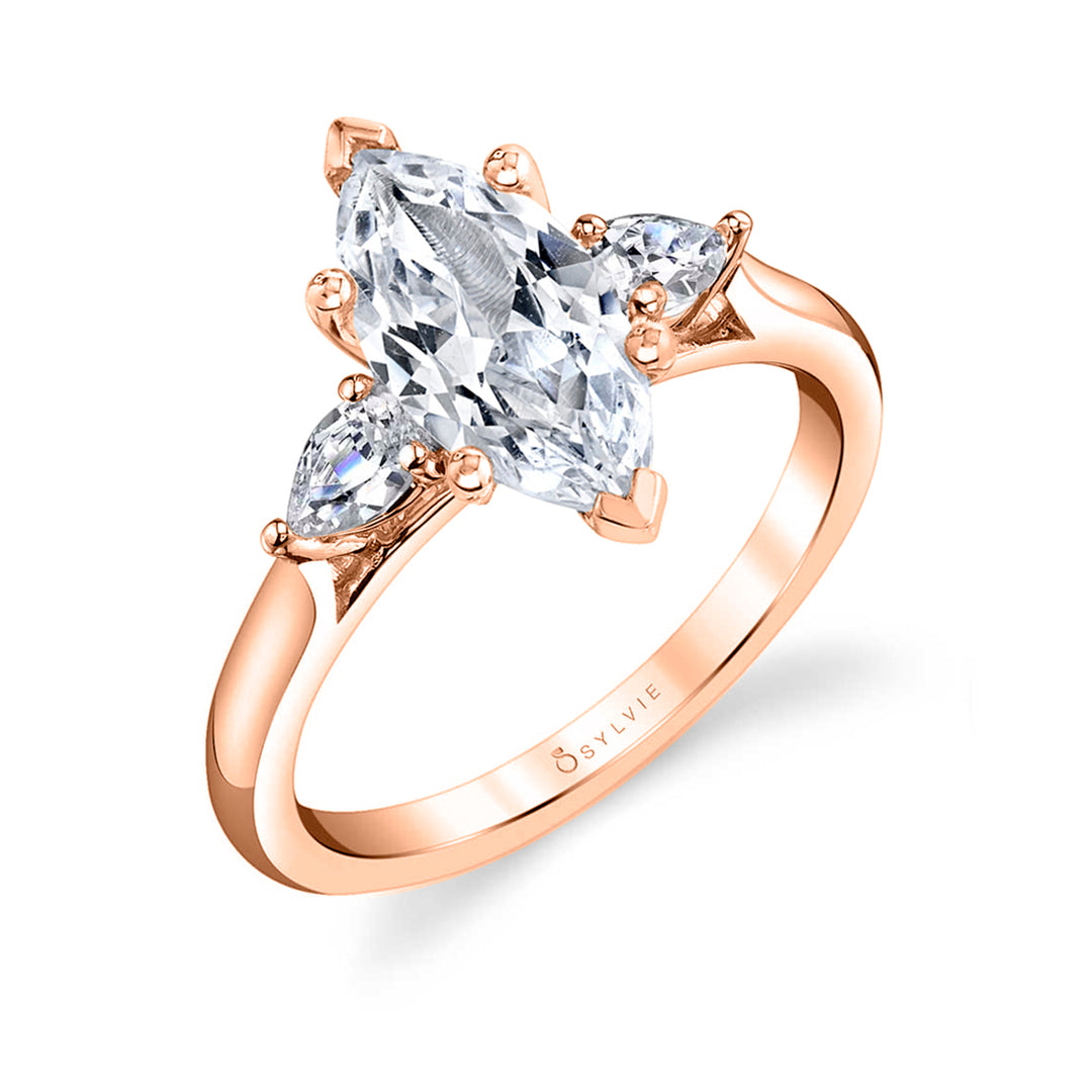 Marquise Cut Three Stone Engagement Ring - Martine