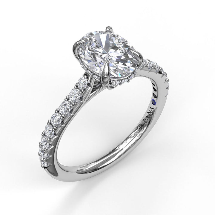 Classic Oval Cut Solitaire With Hidden Halo