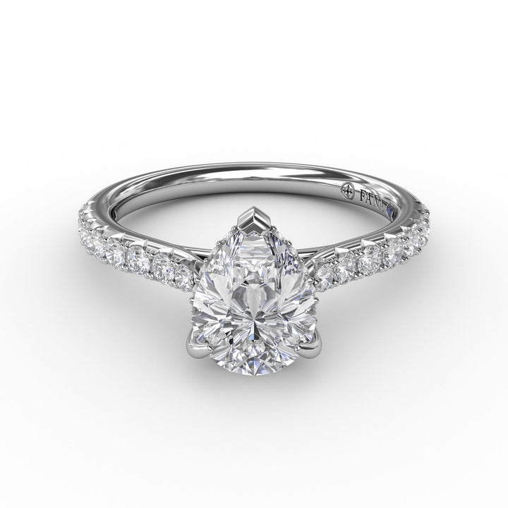 Pear Cut Solitaire With Hidden Halo