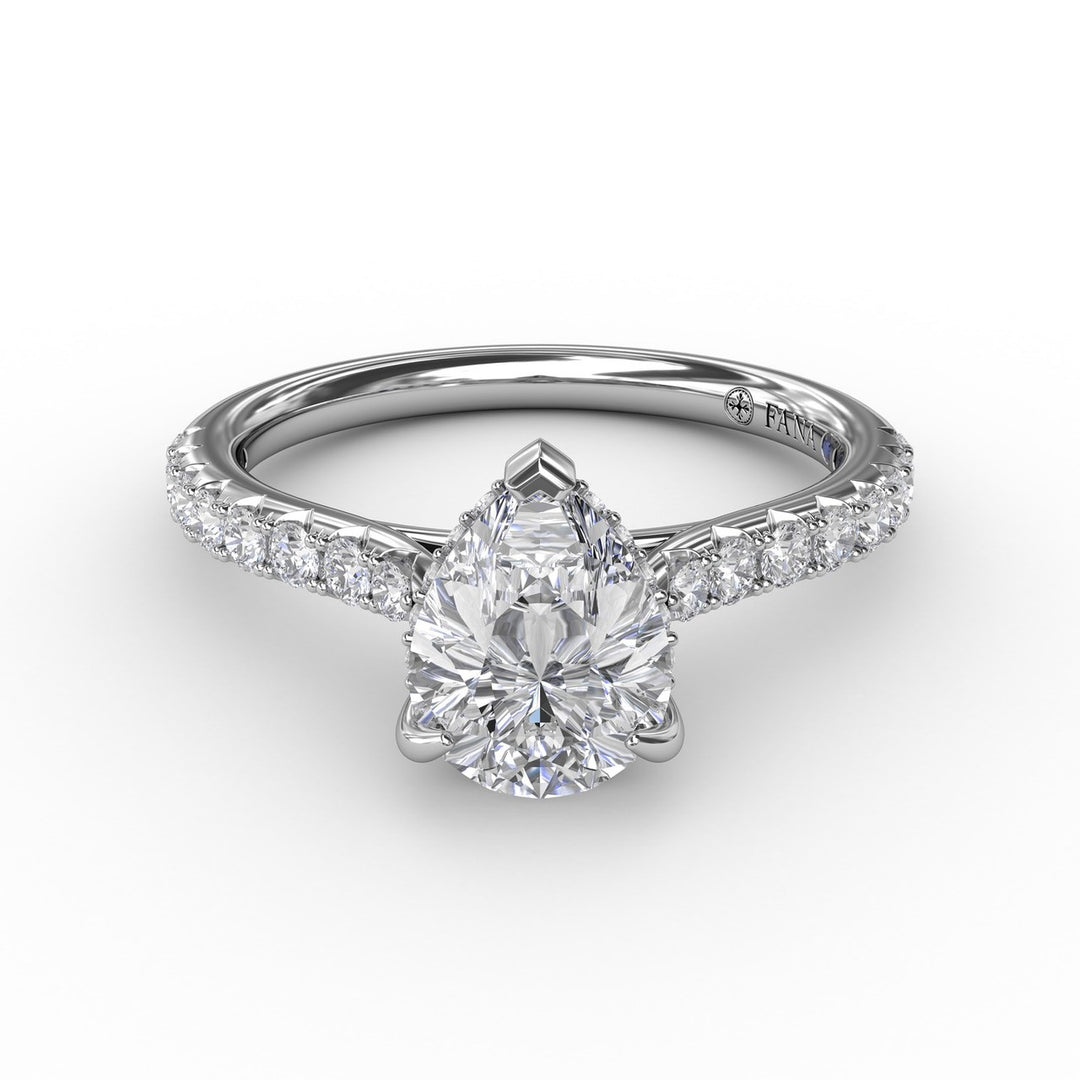 Pear Cut Solitaire With Hidden Halo