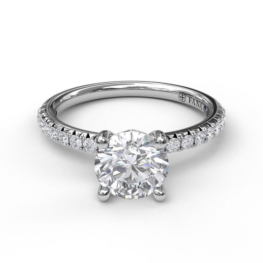 Petite Round Cut Solitaire With Pave Shank