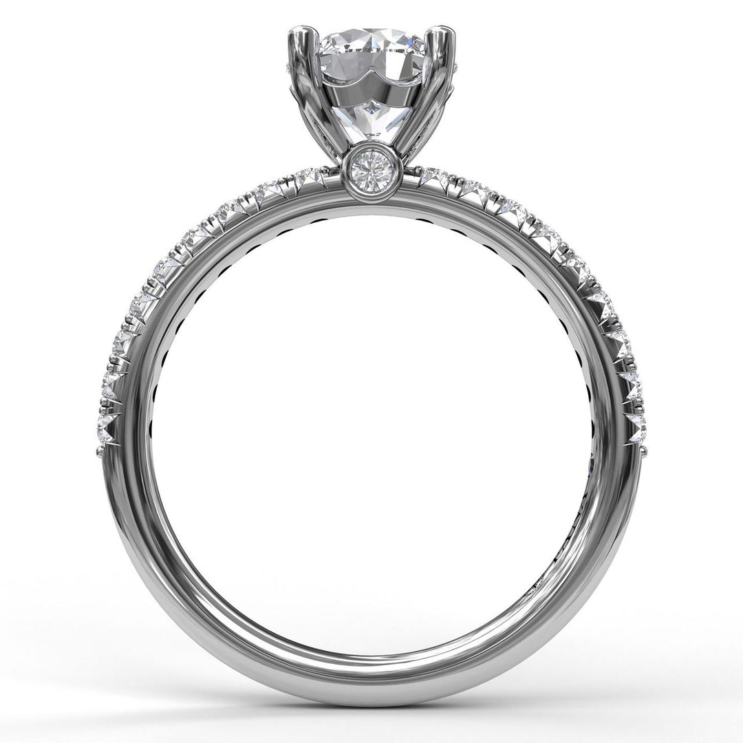 Petite Round Cut Solitaire With Pave Shank