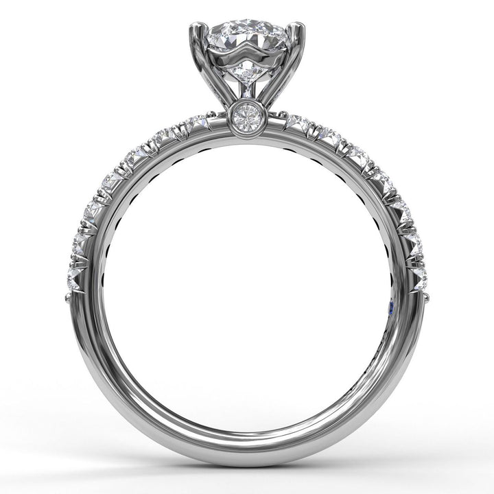 Five-Prong Pear Cut Solitaire Ring With Pave