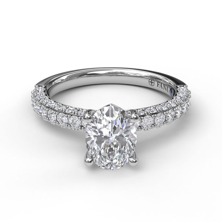 Diamond-Encrusted Engagement Ring with Oval Center Stone