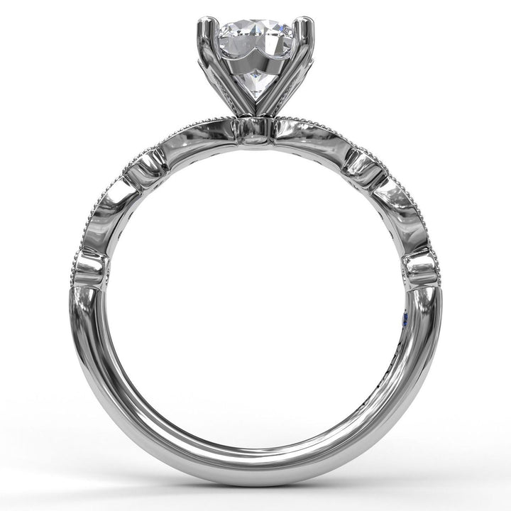 Classic Diamond Engagement Ring with Detailed Milgrain Band