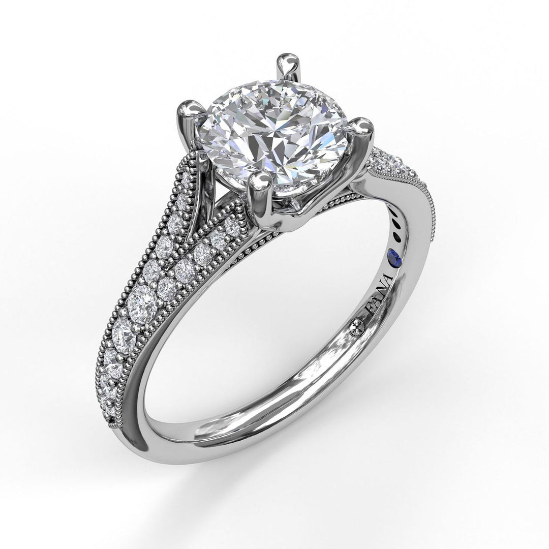 Subtle Split Band Engagement Ring With Milgrain Detail