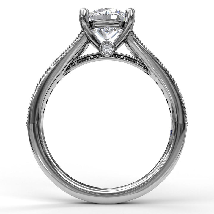 Classic Diamond Engagement Ring with Detailed Milgrain Band