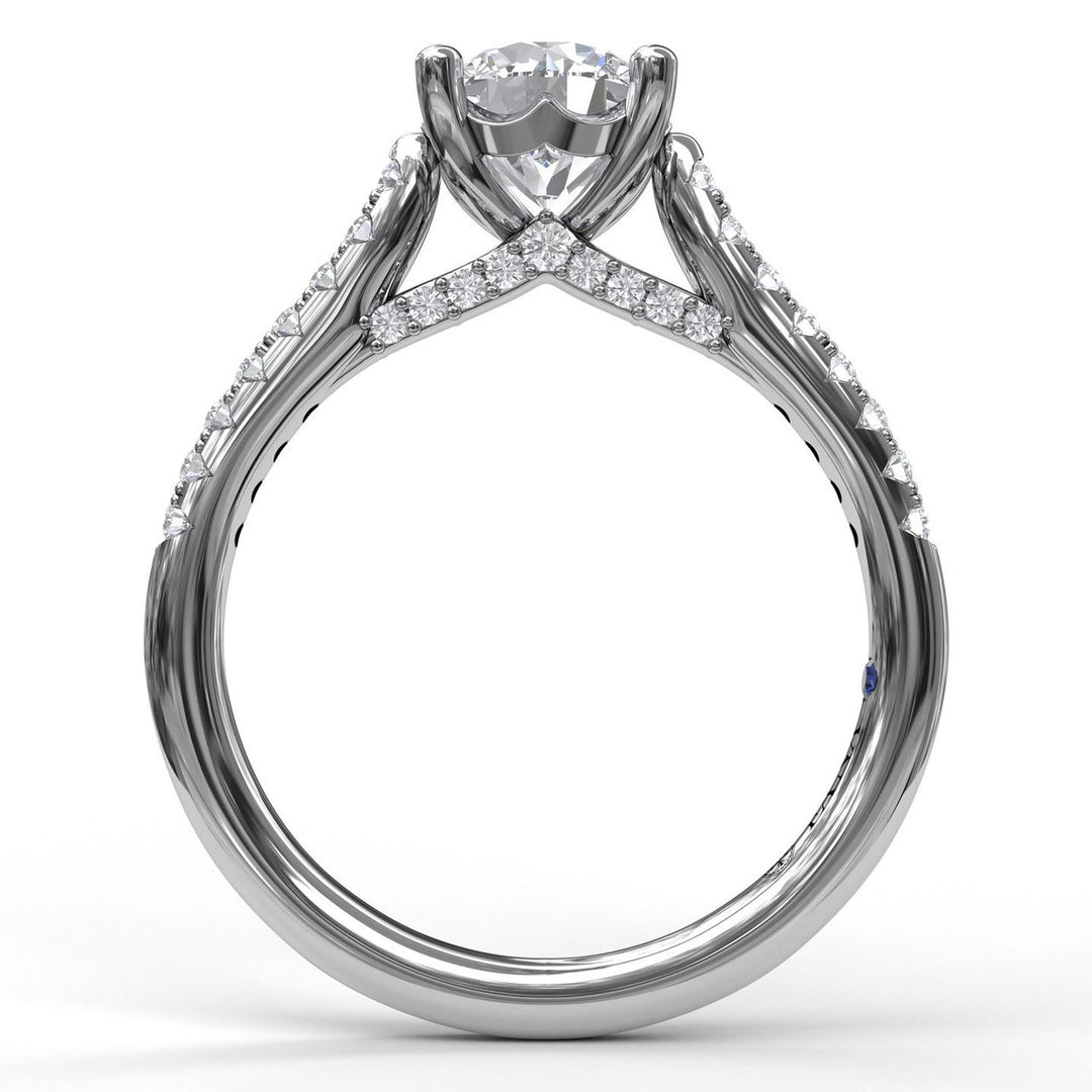 Classic Diamond Engagement Ring with Beautiful Side Detail