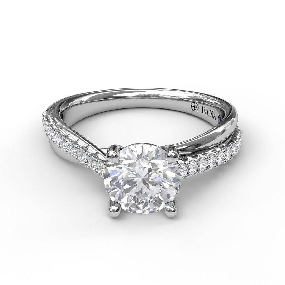 Round Cut Solitaire With Criss Cross Band