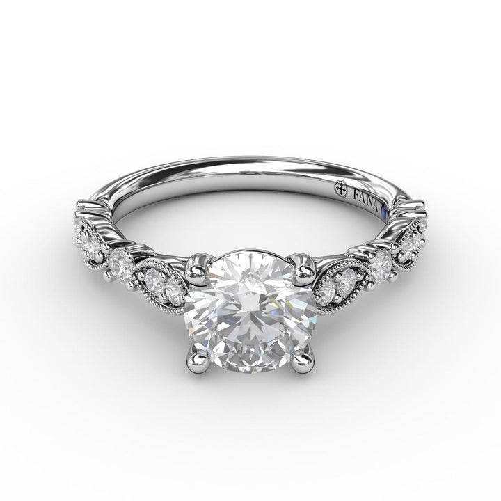 Classic Diamond Engagement Ring with Detailed Milgrain Band