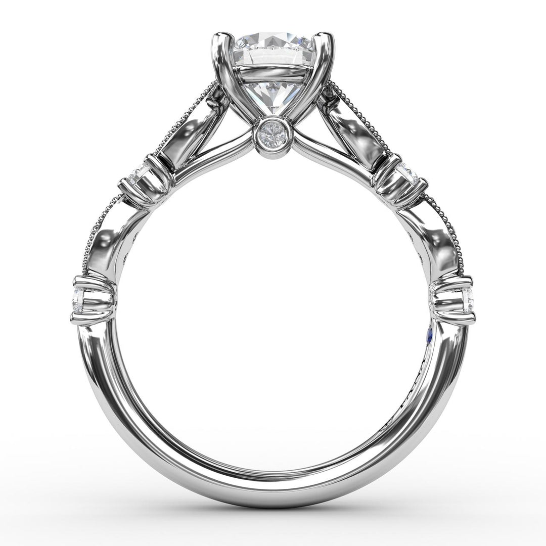 Classic Diamond Engagement Ring with Detailed Milgrain Band