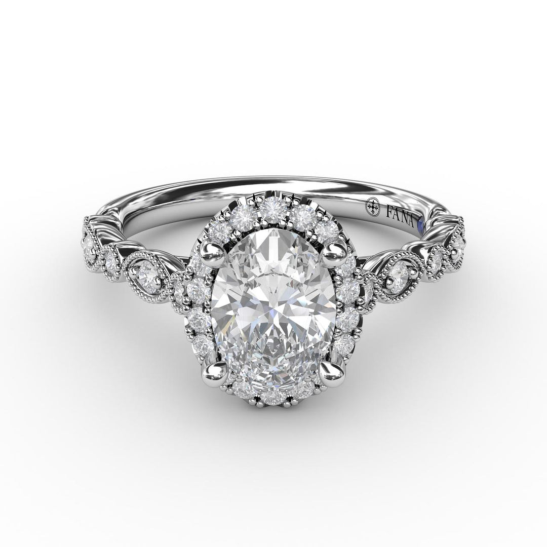 Classic Diamond Engagement Ring with Detailed Milgrain Band