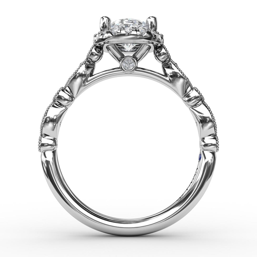 Classic Diamond Engagement Ring with Detailed Milgrain Band