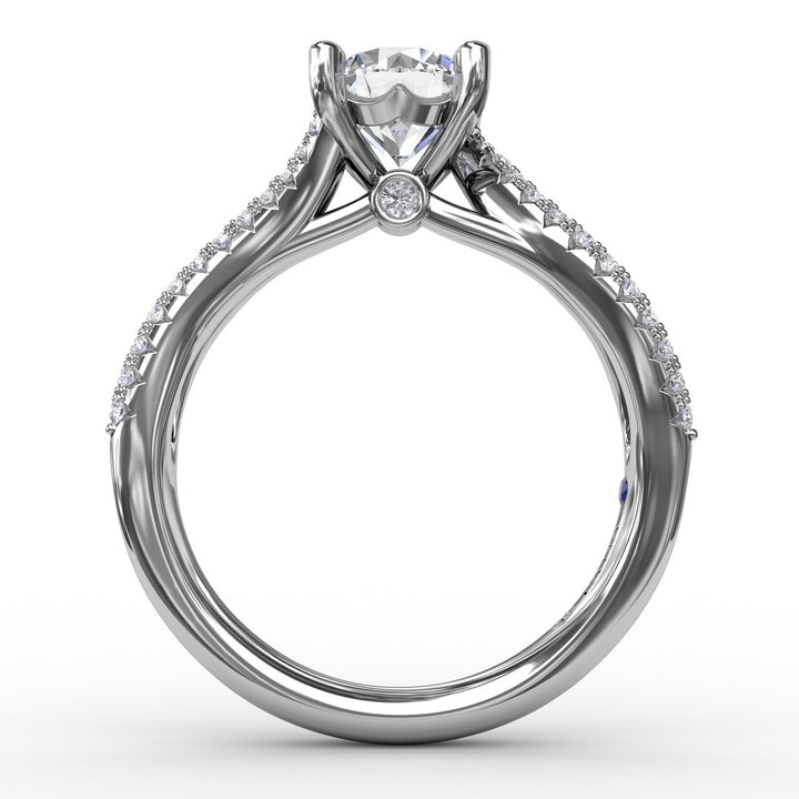 Contemporary Solitaire Engagement Ring With Multi-Row Tapered Diamond Band