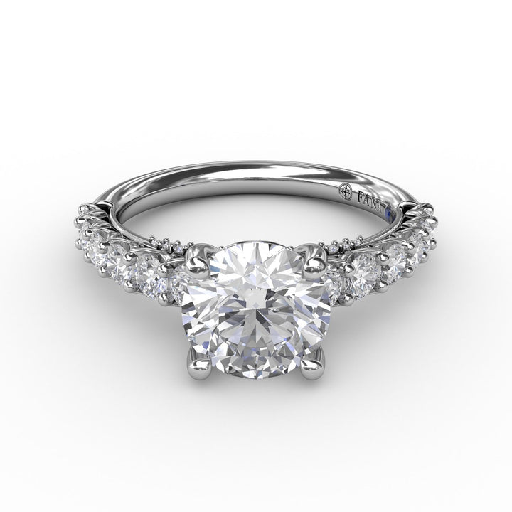 Contemporary Diamond Solitaire Engagement Ring With Openwork Diamond Band