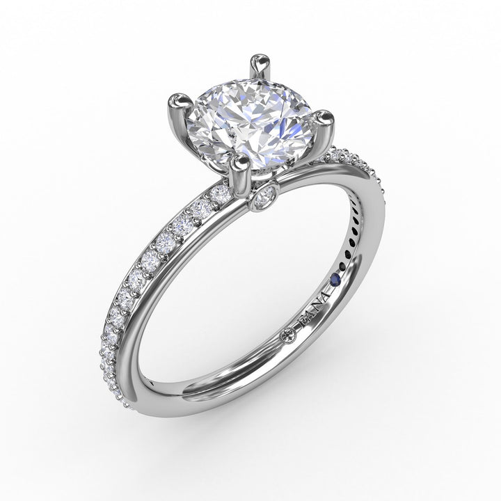 Classic Solitaire Engagement Ring With Diamond Band