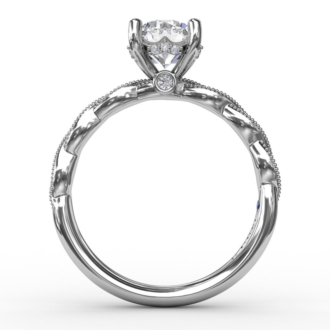 Classic Diamond Solitaire Engagement Ring With Diamond Twist Band