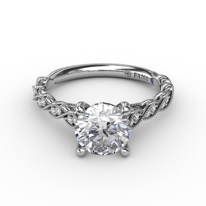 Classic Diamond Solitaire Engagement Ring With Diamond Twist Band