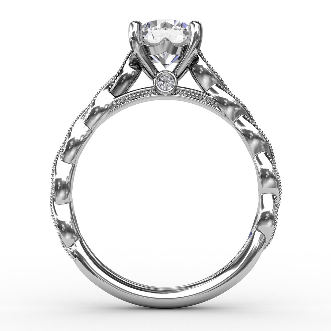 Classic Diamond Solitaire Engagement Ring With Diamond Twist Band