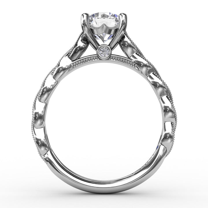 Classic Diamond Solitaire Engagement Ring With Diamond Twist Band