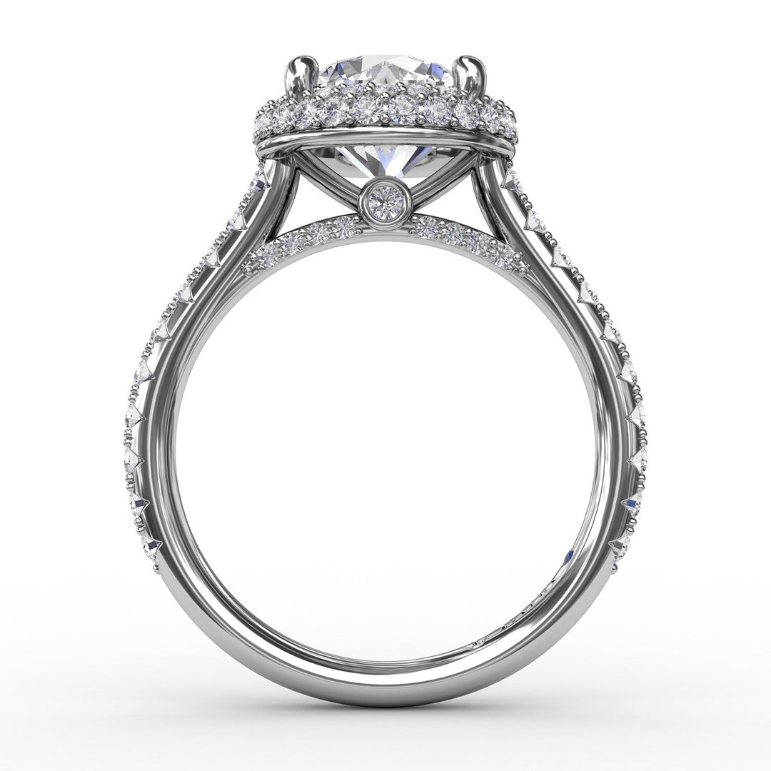 Contemporary Round Diamond Triple Halo Engagement Ring