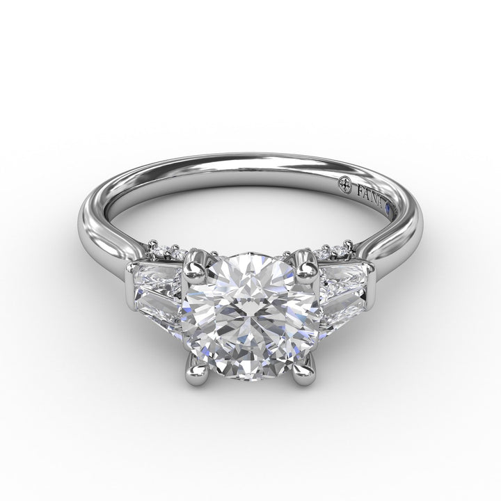 Three-Stone Engagement Ring With Tapered Baguettes