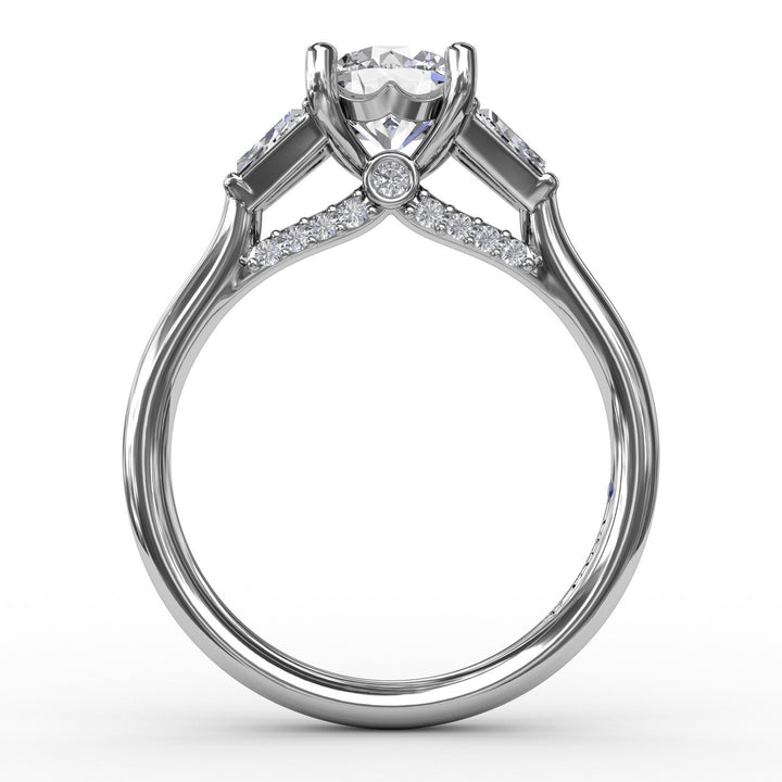 Three-Stone Engagement Ring With Tapered Baguettes