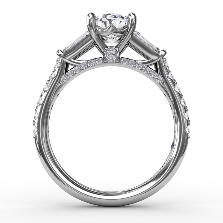 Oval Diamond Engagement Ring With Tapered Baguette Side Stones