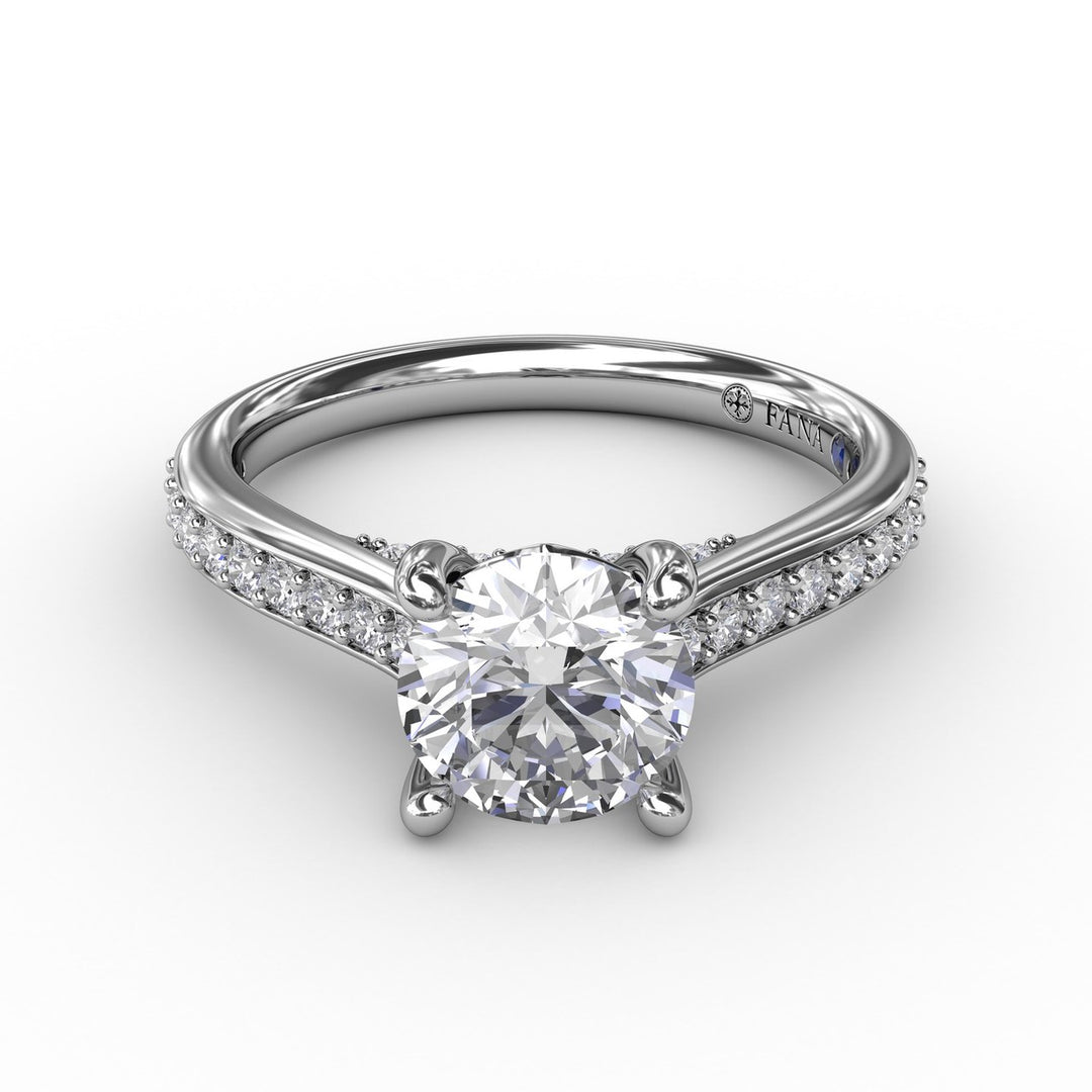 Classic Diamond Solitaire Engagement Ring With Diamond Band