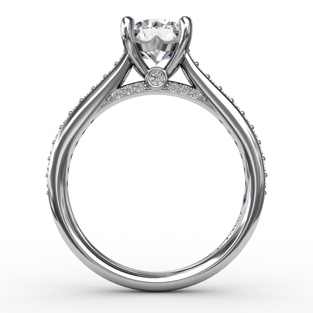 Classic Diamond Solitaire Engagement Ring With Diamond Band