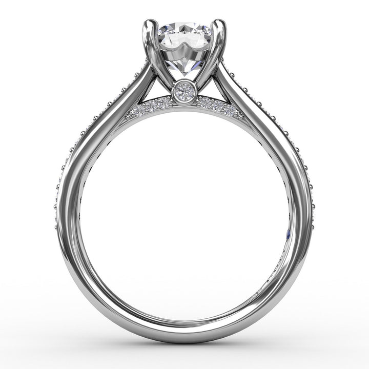 Classic Diamond Solitaire Engagement Ring With Diamond Band