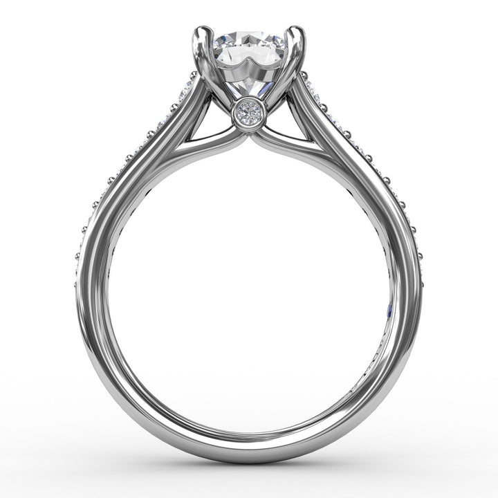 Classic Round Diamond Solitaire Engagement Ring With Diamond Band