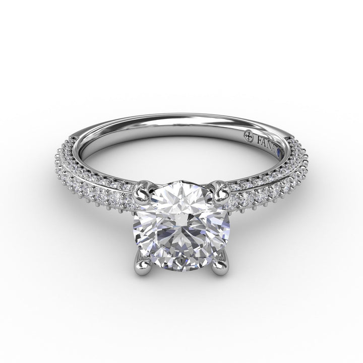 Classic Solitaire Engagement Ring With Flawless Pavé Band