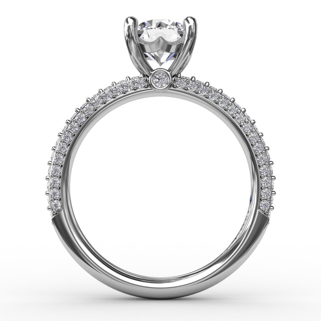 Classic Solitaire Engagement Ring With Flawless Pavé Band