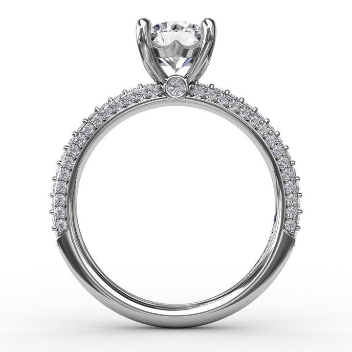 Classic Solitaire Engagement Ring With Flawless Pavé Band