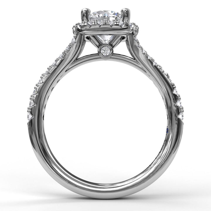 Classic Halo With A Twist Engagement Ring