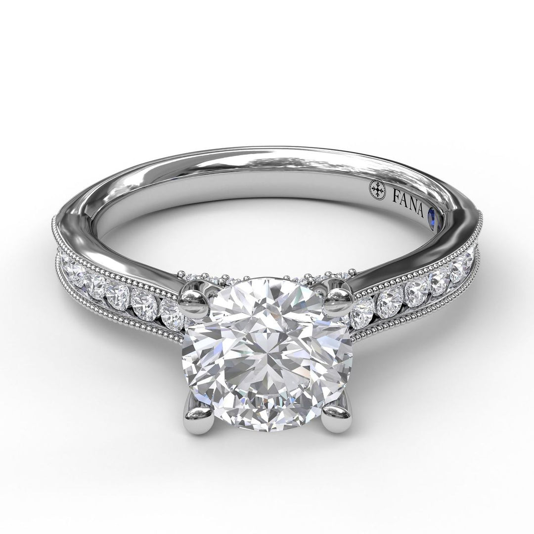 Single Row Channel Milgrain Engagement Ring