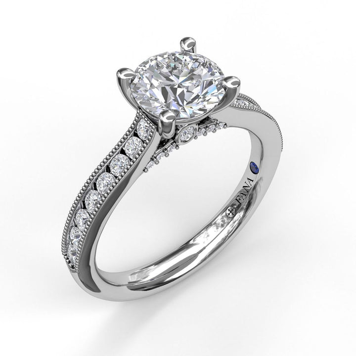 Single Row Channel Milgrain Engagement Ring