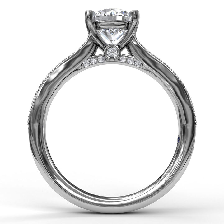 Single Row Channel Milgrain Engagement Ring