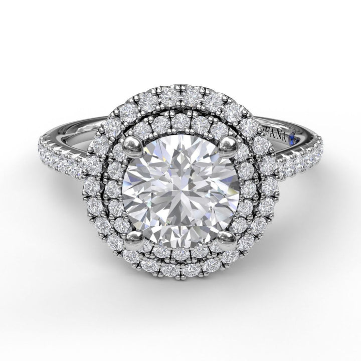 Single Row Petite Double Halo Engagement Ring