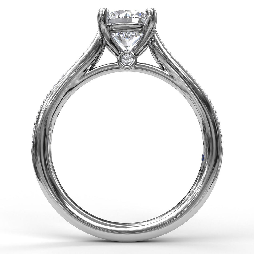 Cathedral Single Row Pave Engagement Ring