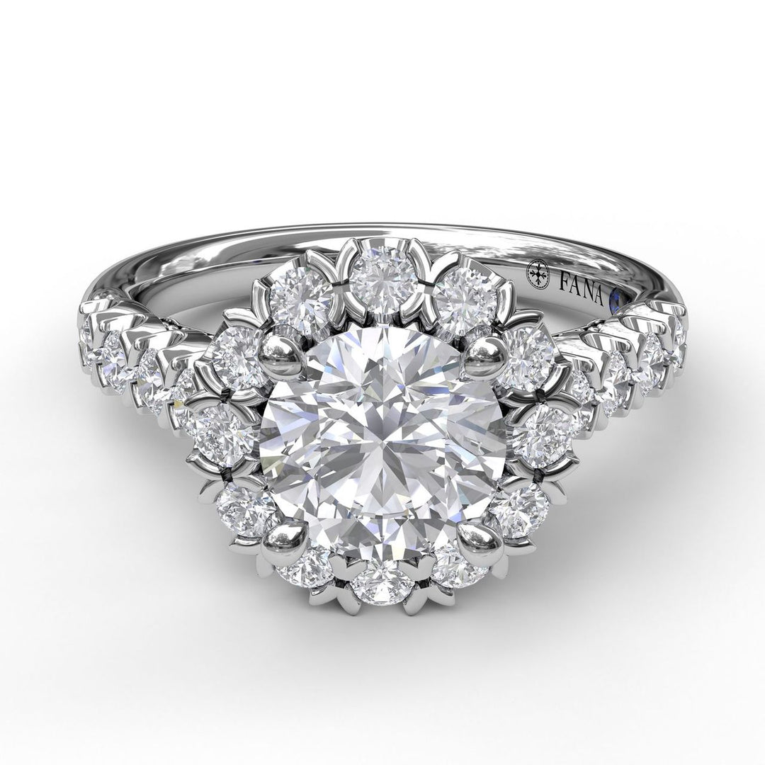 Sparkling Diamond Halo Engagement Ring