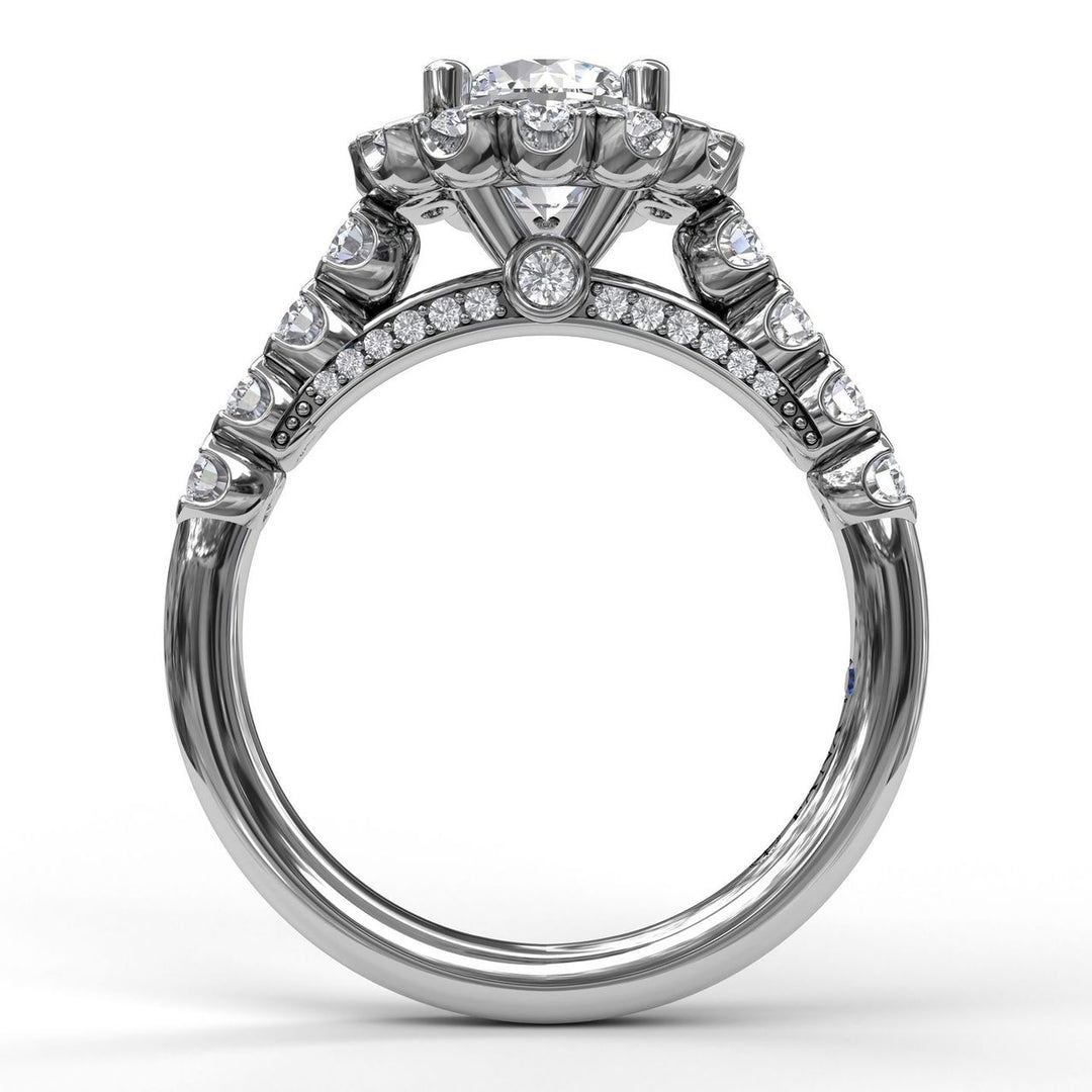 Sparkling Diamond Halo Engagement Ring