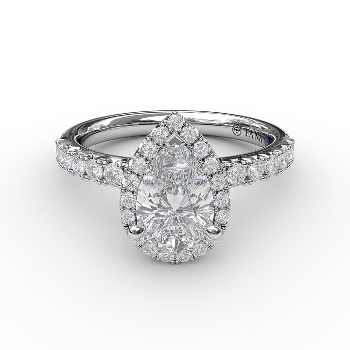 Classic Diamond Halo Engagement Ring with a Gorgeous Side Profile